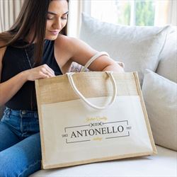 JH30111 Julia Jute Tote With Front Pocket And Custom Imprint